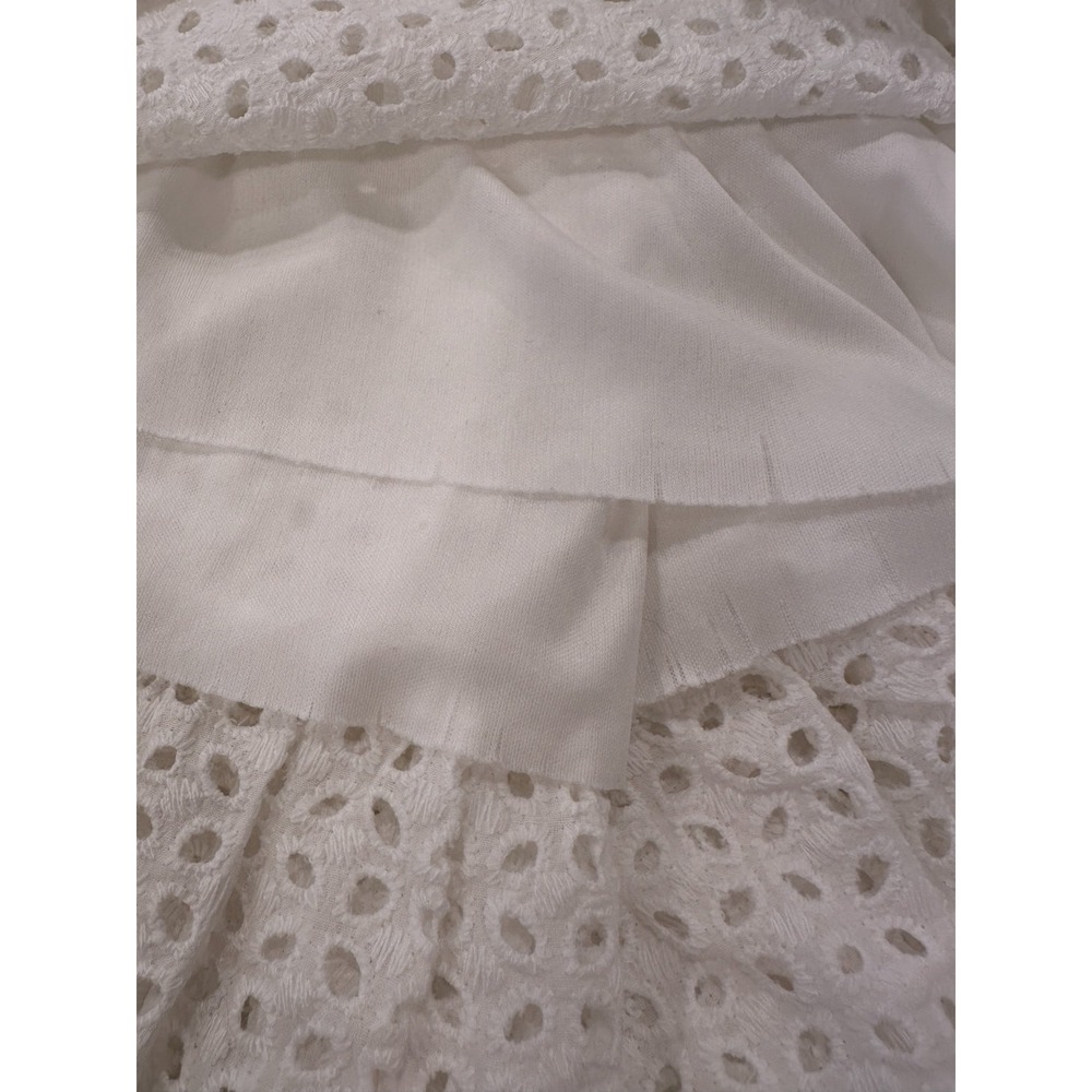 White Bohemian Eyelet Midi Dress Sz Small Western Ruffle Cottagecore Peasant - Picture 6 of 13